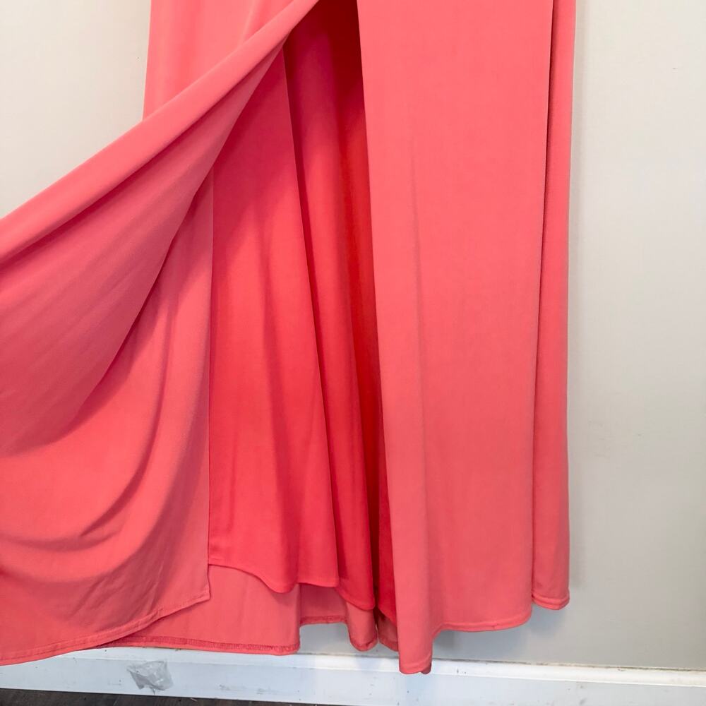 Bari Jay Halter Gown s Coral Pink Rhinestone Prom Cocktail Evening Elegant Party - Picture 8 of 9